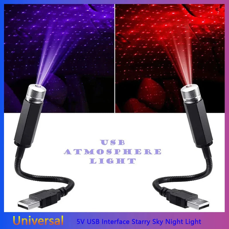 Romantic LED Starry Sky Night Light 5V USB Interface Galaxy Star Projector Lamp for Car Roof Room Ceiling Decor Plug and Play